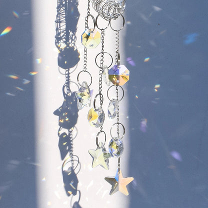 Celestial Crystal Moon Suncatcher - Feng Shui Rainbow Prism for Peace & Positive Energy