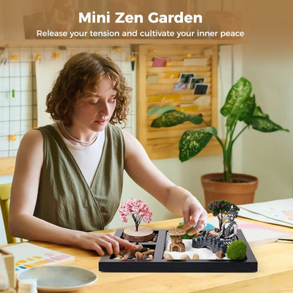 Mini Zen Sand Garden Kit for Harmony | Desktop Meditation & Relaxation Gift Set