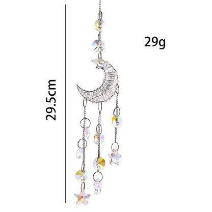 Celestial Crystal Moon Suncatcher - Feng Shui Rainbow Prism for Peace & Positive Energy