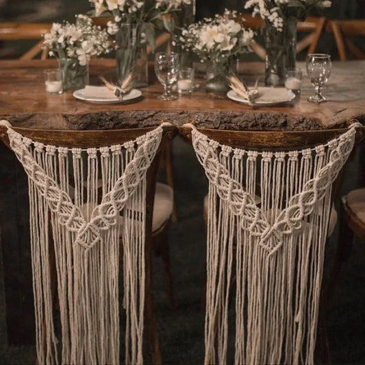 Macrame Chair Back Covers | Bohemian Energy Flow Decor for Wedding or Nursery Spaces