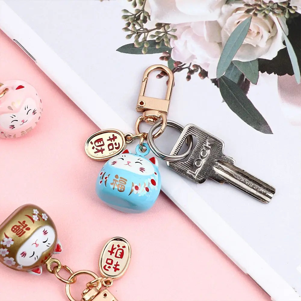 Lucky Cat Charm Keychain | Traditional Japanese Energy Talisman for Protection & Success