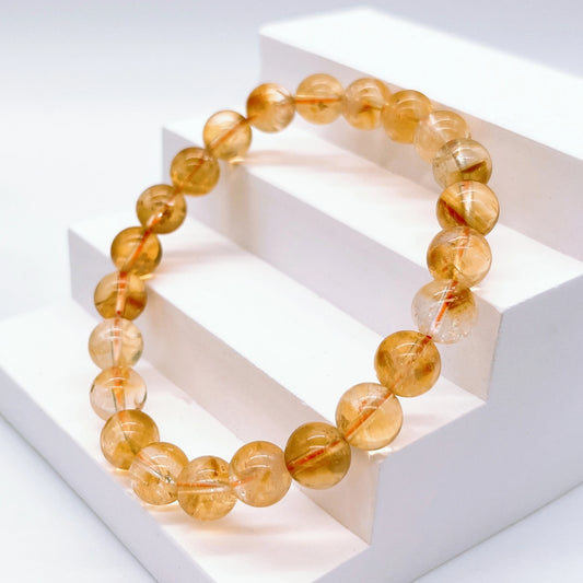 Natural Citrine Beaded Bracelet For Prosperity, Joy, And Creativity