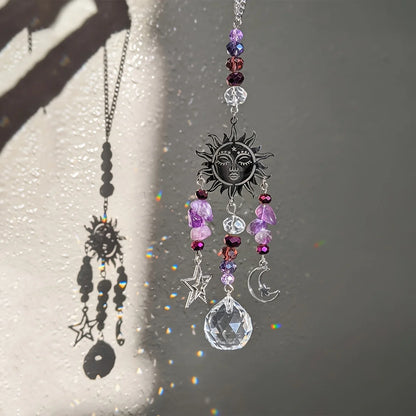 Moon Goddess Crystal Suncatcher | Amethyst Protection Window Ornament for Mindful Living