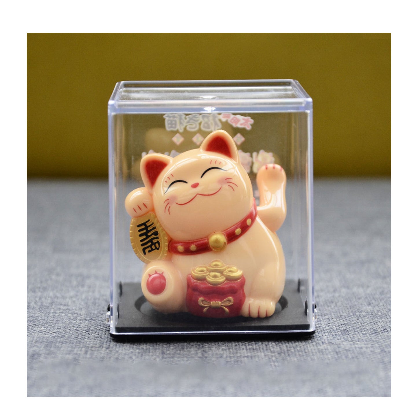 Solar-Powered Lucky Cat | Feng Shui Wealth Beckoning Figurine for Positive Home Energy