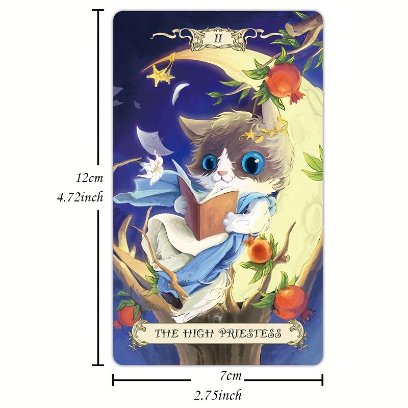 KEPNOY Fantasy Cat Kingdom Tarot Cards - 78-Card Standard Edition Deck for Divination & Party Games