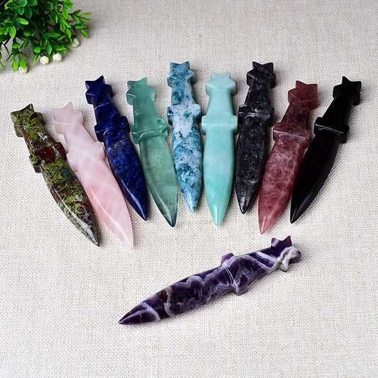 1Pc 13cm/5.11in Crystal Carved Witch's Dagger