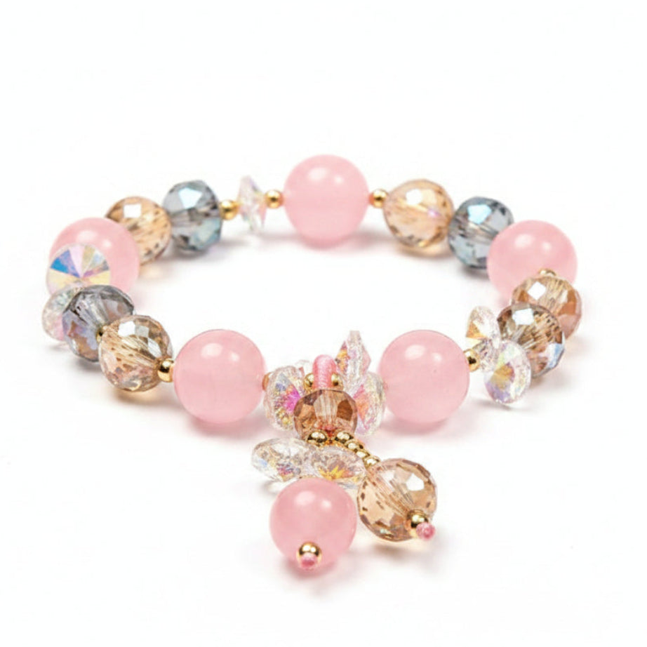 1Pc Amethyst & Rose Quartz Beaded Bracelet for Love & Healing - MysticPavilion