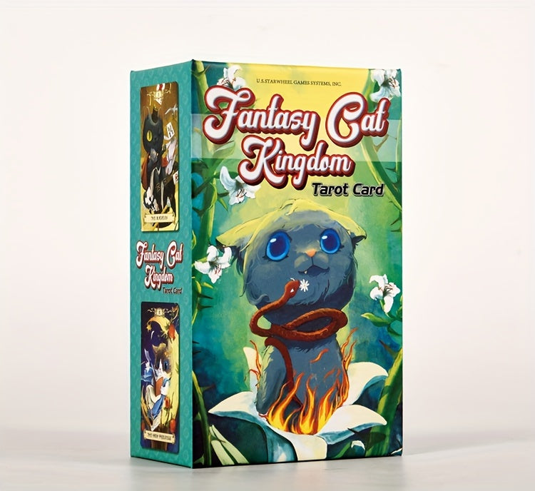 KEPNOY Fantasy Cat Kingdom Tarot Cards - 78-Card Standard Edition Deck for Divination & Party Games