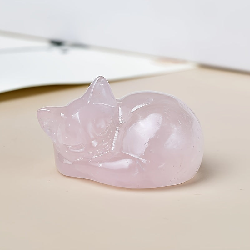 1 Pc 4cm/1.57in Crystal Carved Sleeping Cat - MysticPavilion