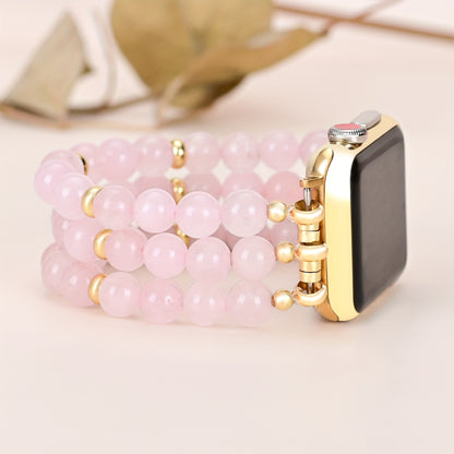 Boho Rose Quartz Beaded Bracelet for Apple Watch