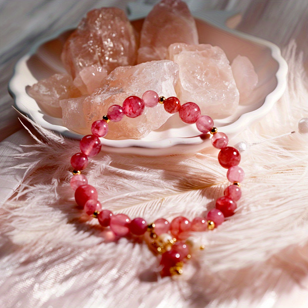 Pink Opal Triple Power Love Charm Bracelet