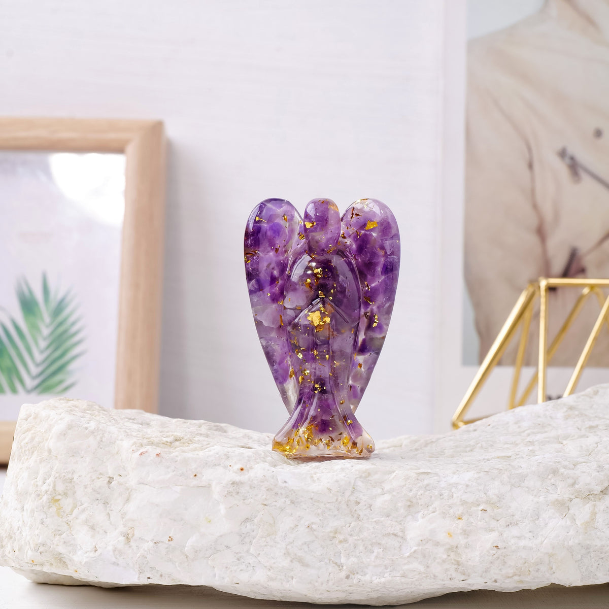 1 Pcs Natural Crystal Angel Statue - 3" Resin Gemstone Decoration for Reiki Healing - MysticPavilion