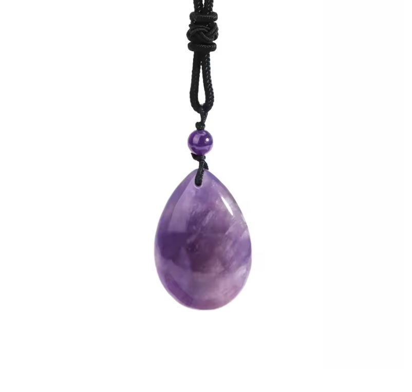 Drop Pendant Necklace Natural Stone Tiger Eye Amethysts Crystal for for Love Healing