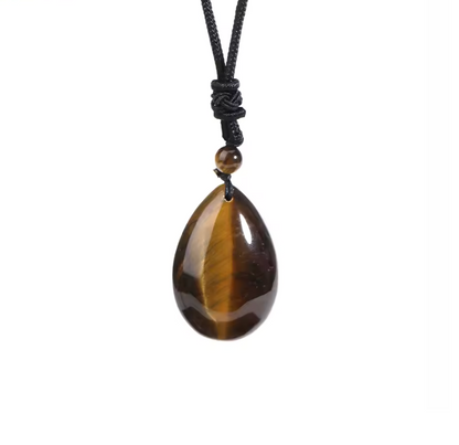 Drop Pendant Necklace Natural Stone Tiger Eye Amethysts Crystal for for Love Healing