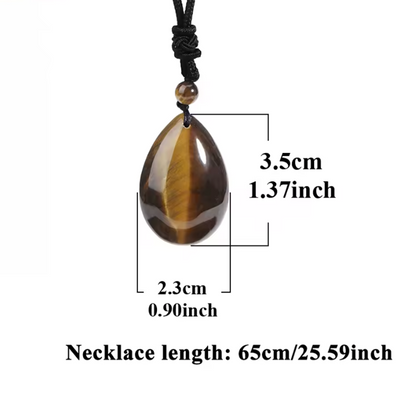 Drop Pendant Necklace Natural Stone Tiger Eye Amethysts Crystal for for Love Healing