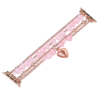 Rose Quartz Beaded Bracelet for Apple Watch
