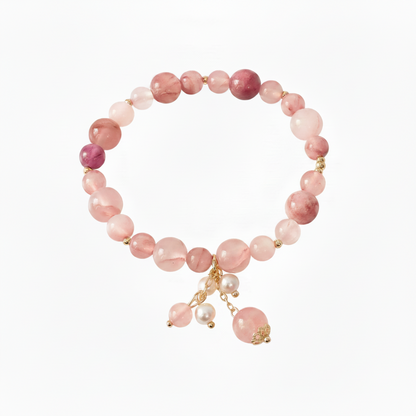 Pink Opal Triple Power Love Charm Bracelet